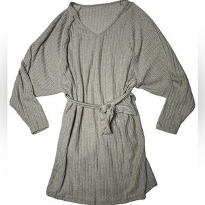 Shein‎ Taupe Ribbed Knit Belted Sweater Dress - Size M